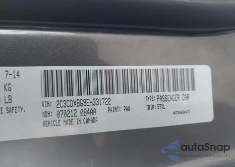 2014 Dodge Charger Se z USA, uszkodzony, nr VIN 2C3CDXBG9EH331722